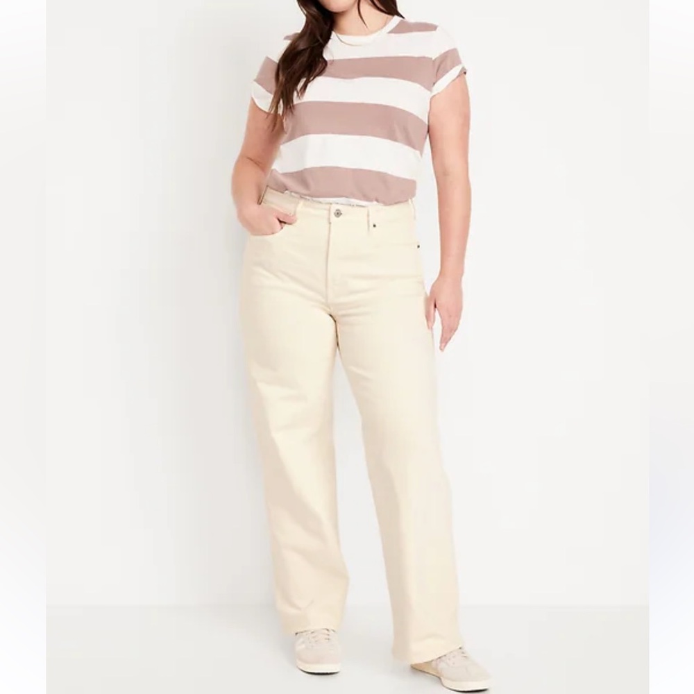 Old Navy Cream Extra High-Waisted Sky-Hi Wide-Leg Jeans